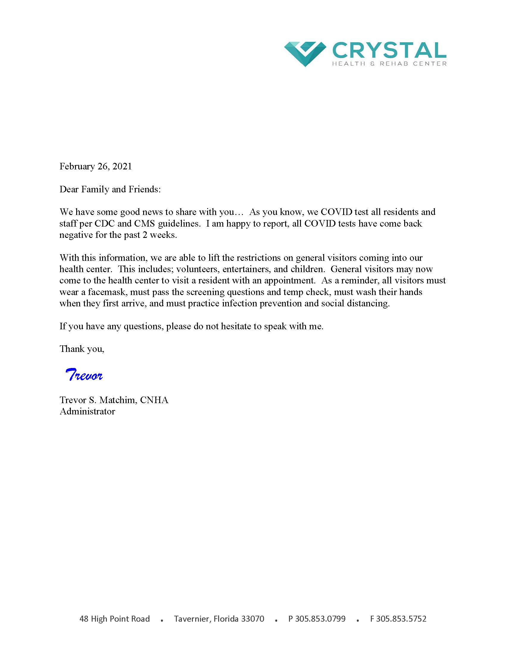 COVID19 Crystal Health & Rehabilitation Center